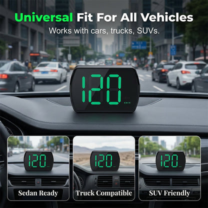 Universele GPS-autoradio met head-up display en snelheidsmeter