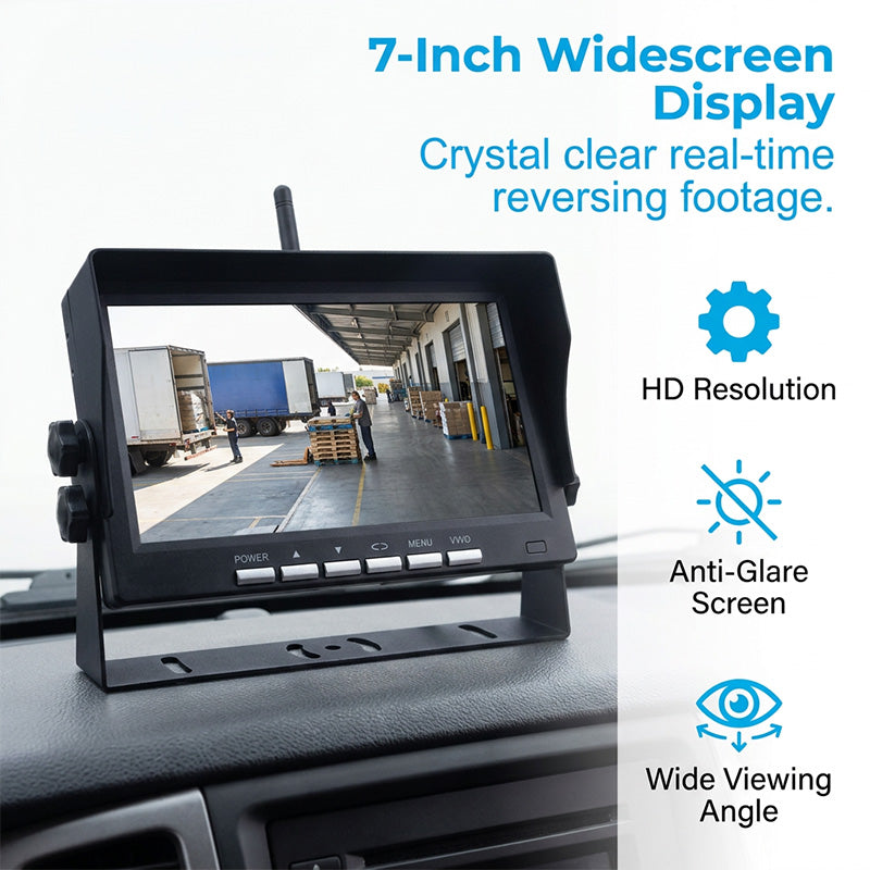 🌙✨ Ook in het donker kraakhelder zicht! 7-inch HD draadloos camerasysteem met nachtzicht – parkeer als een pro!