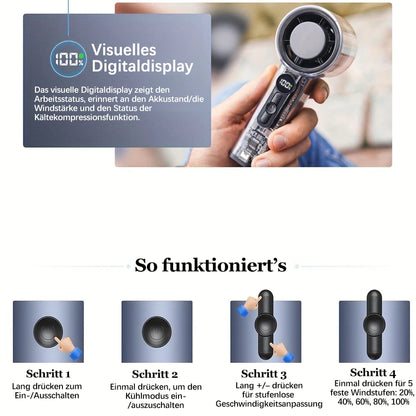 ❄️  Bladeless Portable Refrigeration Fan, 100+ Speed Adjustable Personal Mini Cooling Fan with Digital Display ⚡