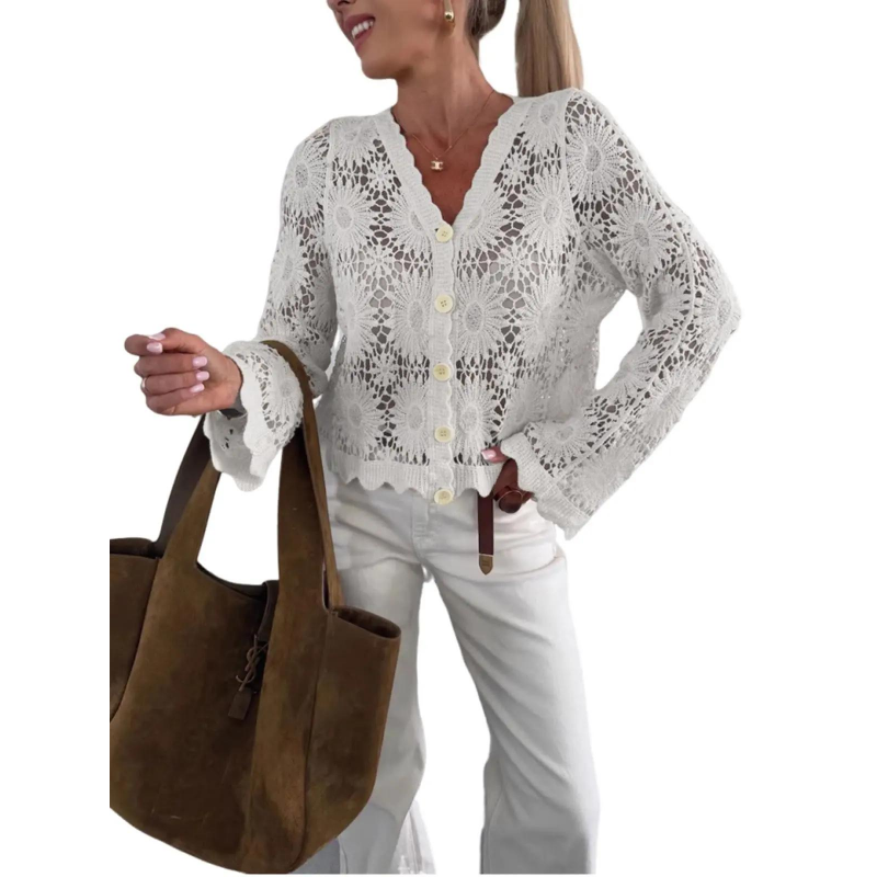 🏆LAST DAY SALE 50% OFF🔥Women's Floral Crochet Knit Cardigan