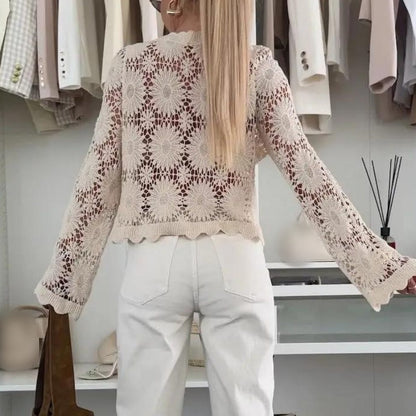 🏆LAST DAY SALE 50% OFF🔥Women's Floral Crochet Knit Cardigan