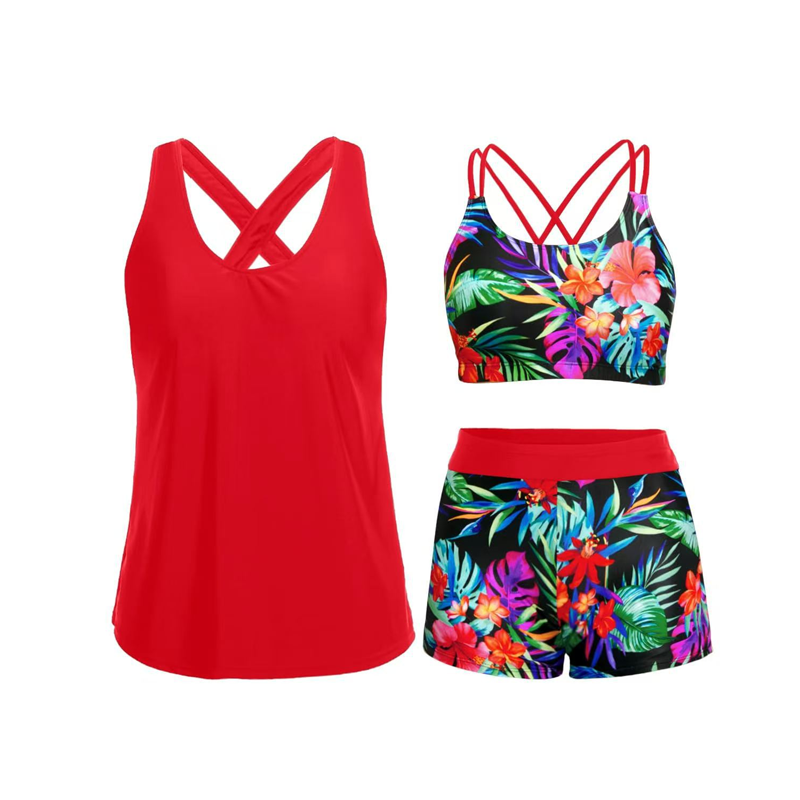 Bescheiden zwemset 🩱 Volledig bedekkende tankini + shortje met zakjes | Zonbescherming UPF 50+ ☀️🛡️ | Perfect voor een dagje strand 🌊🇬🇧