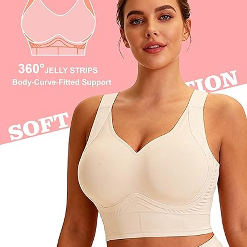 👙✨ Full Coverage Seamless Support Bra💗 – W-Shaped Lift, Wide Straps & Smooth Back Comfort