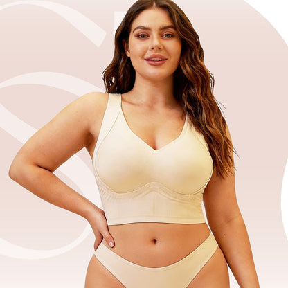 👙✨ Full Coverage Seamless Support Bra💗 – W-Shaped Lift, Wide Straps & Smooth Back Comfort
