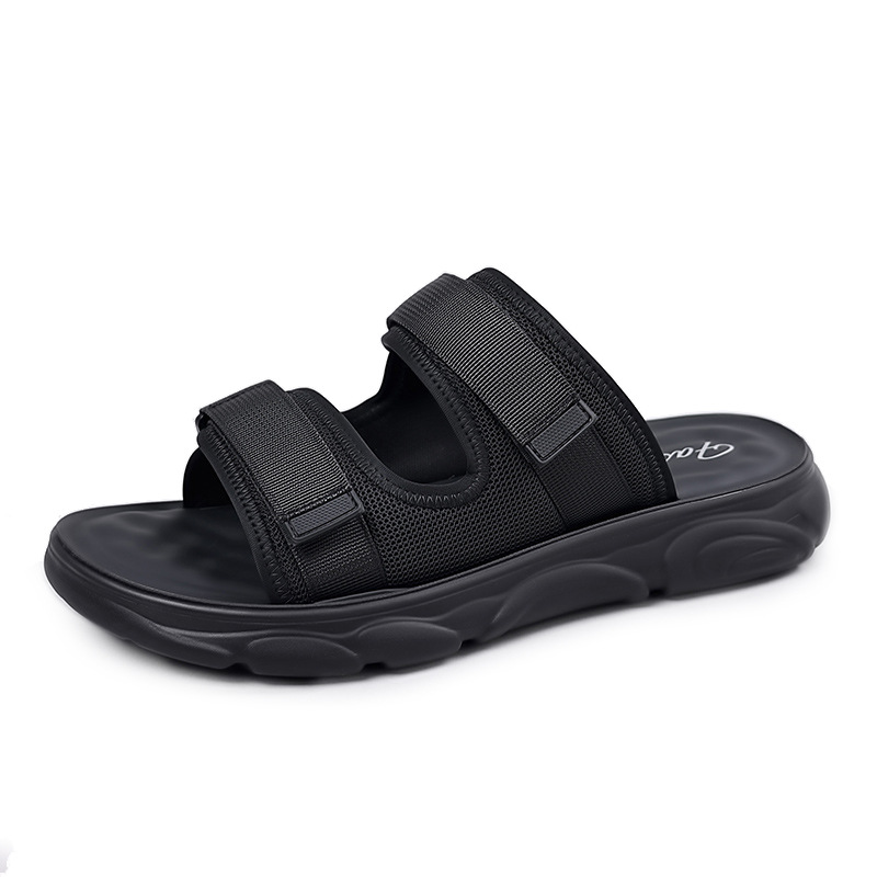 🖤👣 Men’s Adjustable Dual-Strap Slide Sandals🍀 – Breathable Mesh, Soft Cushioning & Wear-Resistant Traction🛡️