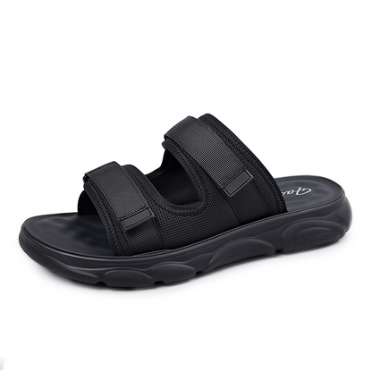 🖤👣 Men’s Adjustable Dual-Strap Slide Sandals🍀 – Breathable Mesh, Soft Cushioning & Wear-Resistant Traction🛡️