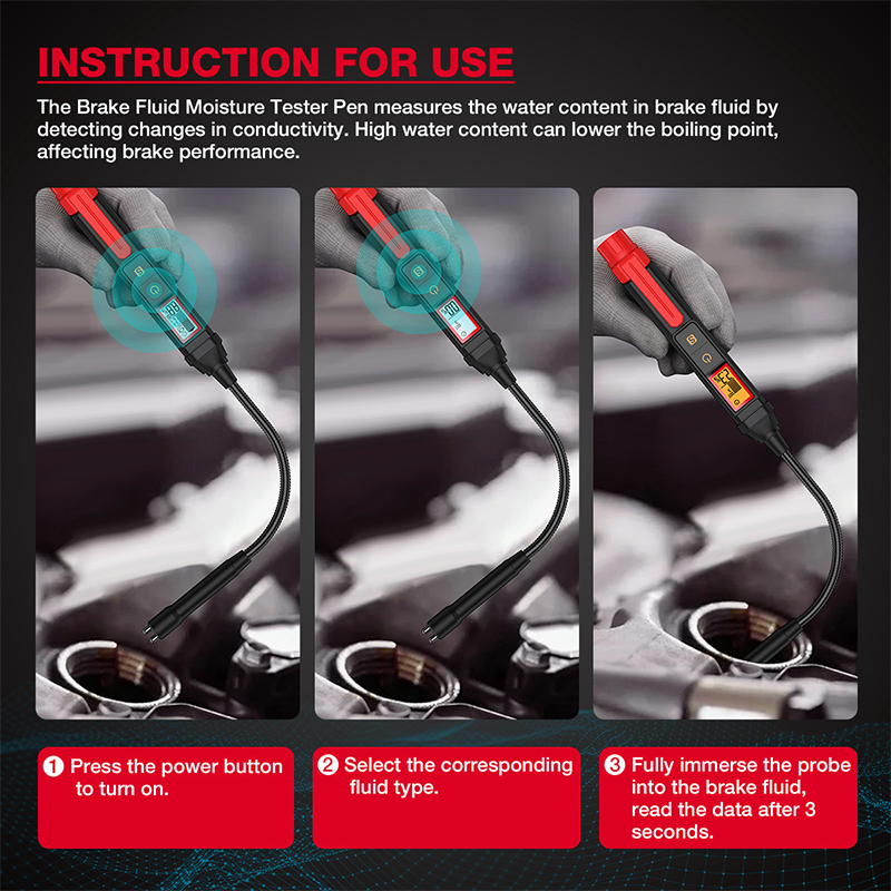 🔥LIMITED TIME 50% OFF!🔥 🚗🧪⚠️ High-Precision Brake Fluid Tester – Quick Moisture Detection, 3-Colour Alert & Flexible Metal Probe