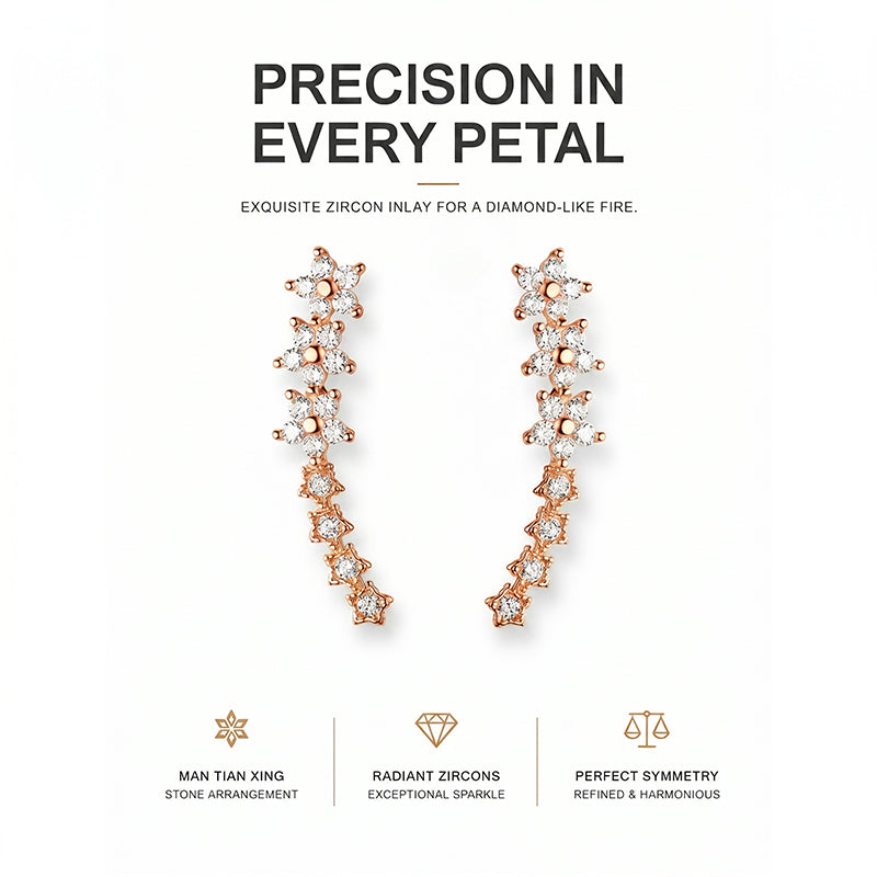 ✨2026 New Arrival! 🌟 Starry Flower Rhinestone Ear Climber Earrings – Sparkling crystals, comfortable climb-up design – perfect for daily glam or special occasions 🌸