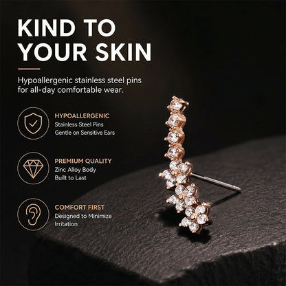 ✨2026 New Arrival! 🌟 Starry Flower Rhinestone Ear Climber Earrings – Sparkling crystals, comfortable climb-up design – perfect for daily glam or special occasions 🌸