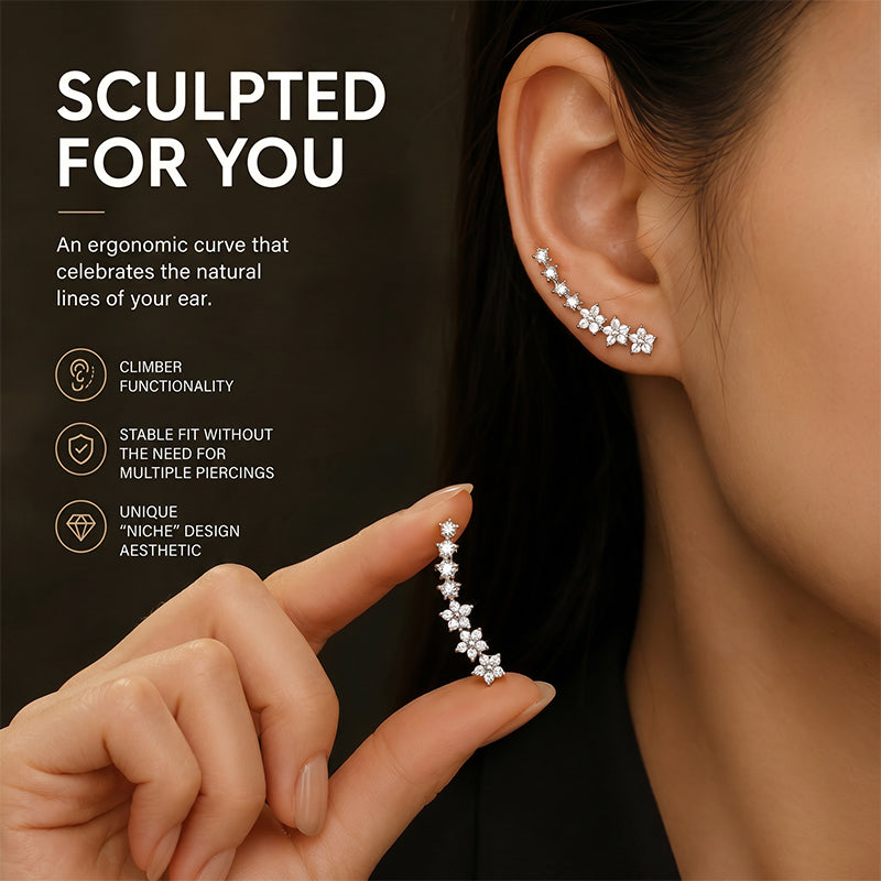 ✨2026 New Arrival! 🌟 Starry Flower Rhinestone Ear Climber Earrings – Sparkling crystals, comfortable climb-up design – perfect for daily glam or special occasions 🌸
