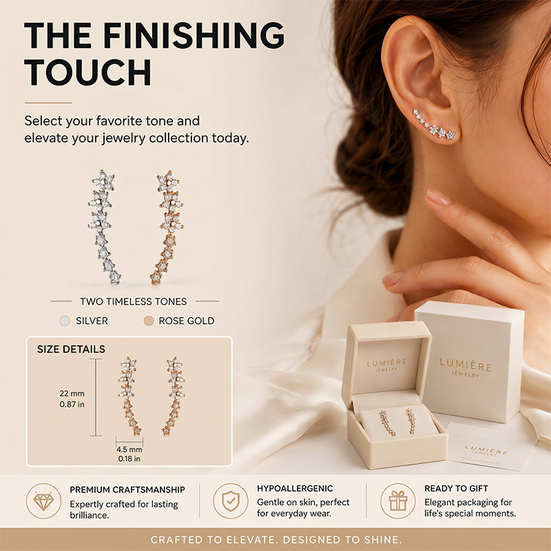 ✨2026 New Arrival! 🌟 Starry Flower Rhinestone Ear Climber Earrings – Sparkling crystals, comfortable climb-up design – perfect for daily glam or special occasions 🌸
