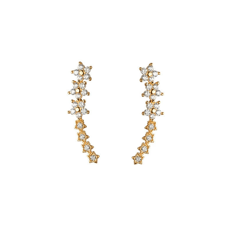 ✨2026 New Arrival! 🌟 Starry Flower Rhinestone Ear Climber Earrings – Sparkling crystals, comfortable climb-up design – perfect for daily glam or special occasions 🌸