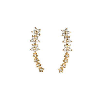 ✨2026 New Arrival! 🌟 Starry Flower Rhinestone Ear Climber Earrings – Sparkling crystals, comfortable climb-up design – perfect for daily glam or special occasions 🌸