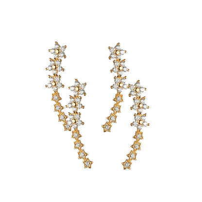 ✨2026 New Arrival! 🌟 Starry Flower Rhinestone Ear Climber Earrings – Sparkling crystals, comfortable climb-up design – perfect for daily glam or special occasions 🌸