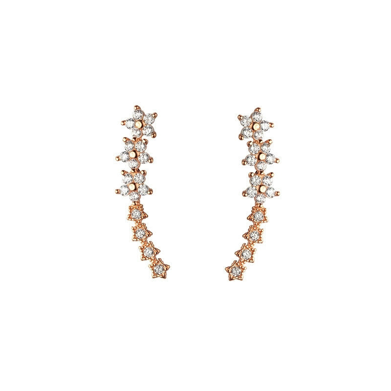 ✨2026 New Arrival! 🌟 Starry Flower Rhinestone Ear Climber Earrings – Sparkling crystals, comfortable climb-up design – perfect for daily glam or special occasions 🌸