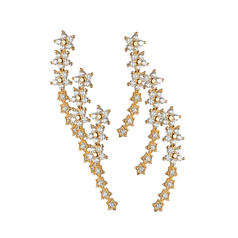 ✨2026 New Arrival! 🌟 Starry Flower Rhinestone Ear Climber Earrings – Sparkling crystals, comfortable climb-up design – perfect for daily glam or special occasions 🌸