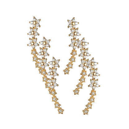 ✨2026 New Arrival! 🌟 Starry Flower Rhinestone Ear Climber Earrings – Sparkling crystals, comfortable climb-up design – perfect for daily glam or special occasions 🌸