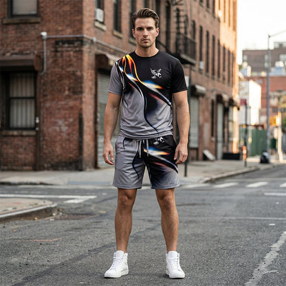 🎁2026 New Arrivals 50% OFF💥Men's Abstract Print T-Shirt and Shorts Set