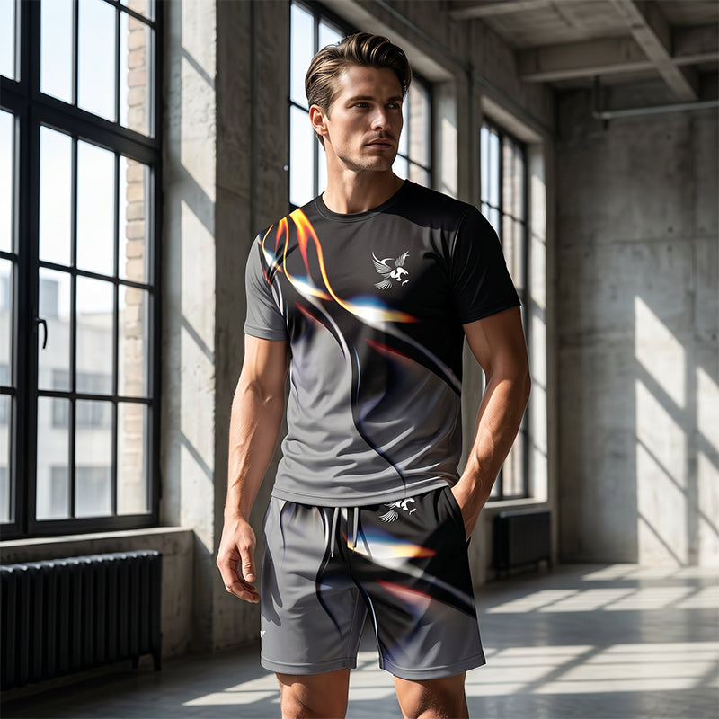 🎁2026 New Arrivals 50% OFF💥Men's Abstract Print T-Shirt and Shorts Set