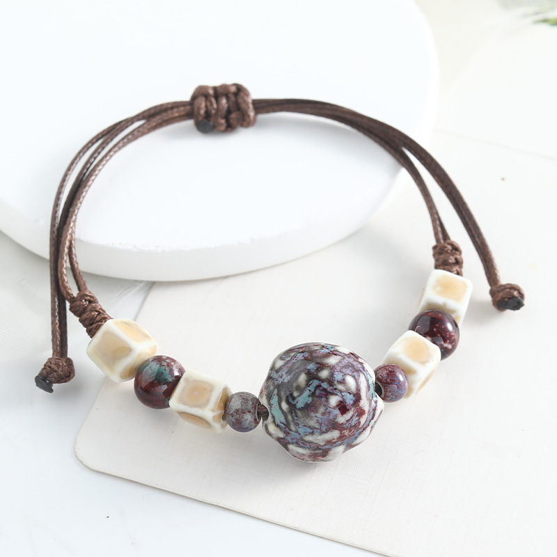 🏆LAST DAY SALE 50% OFF🔥Adjustable Ethnic Style Ceramic Beaded Bracelet