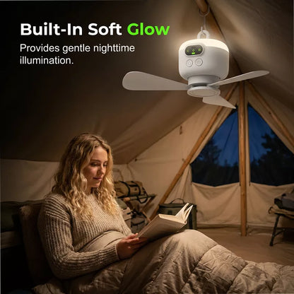 ⏳🔥TIJDELIJK 50% KORTING! 🌬️ Oplaadbare plafondventilator met LED-verlichting – Koel en helder, waar je ook bent ✨
