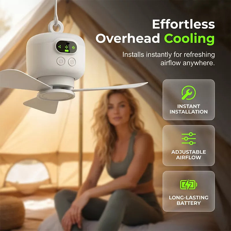 ⏳🔥LIMITED-TIME 56% OFF! 🌬️ Rechargeable Ceiling Fan with LED Lights – Cool & Bright Anywhere ✨