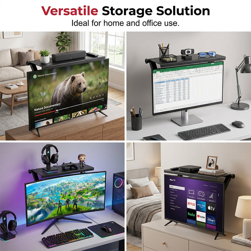 🔧 No-Drill Adjustable Screen Top Shelf – 50% OFF + BUY  1 GET 1 FREE
