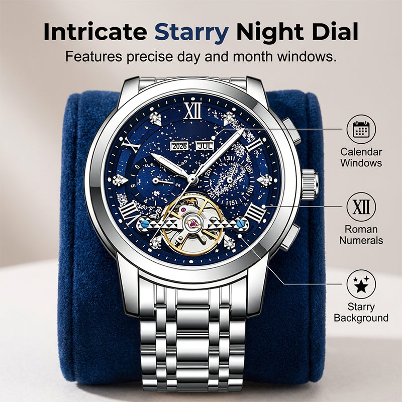 ⌚ Men’s Automatic Mechanical Watch – Open-Heart Dial, Stainless Steel Strap & 30M Water Resistance