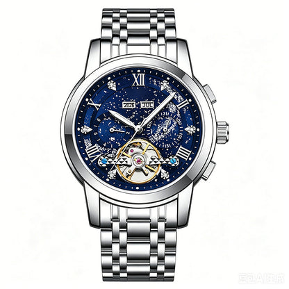 ⌚ Men’s Automatic Mechanical Watch – Open-Heart Dial, Stainless Steel Strap & 30M Water Resistance