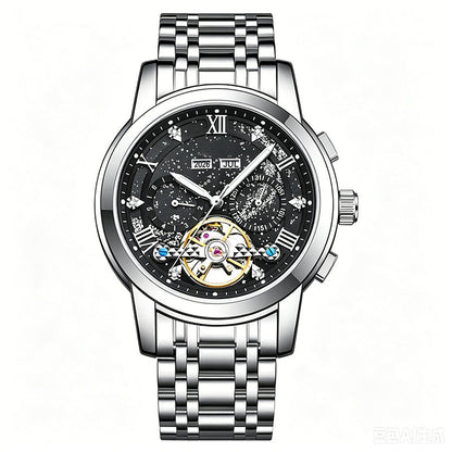 ⌚ Men’s Automatic Mechanical Watch – Open-Heart Dial, Stainless Steel Strap & 30M Water Resistance