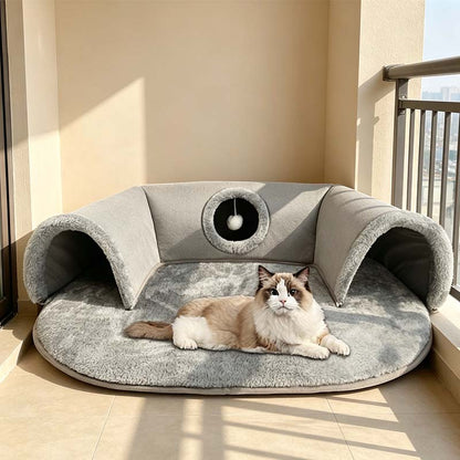 🐱 53% OFF NOW! 🛏️ Plush 2-in-1 Cat Tunnel Bed – Collapsible, scratch-resistant & cozy – combines hideaway tunnel with soft sleeping pad – perfect for play, rest & pouncing 🐾