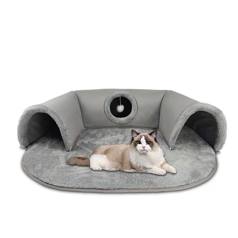 😻 40% OFF! 🛏️ Plush 2-in-1 Cat Tunnel Bed – Collapsible, scratch-resistant & cozy – combines hideaway tunnel with soft sleeping pad – perfect for play, rest & pouncing 🐾