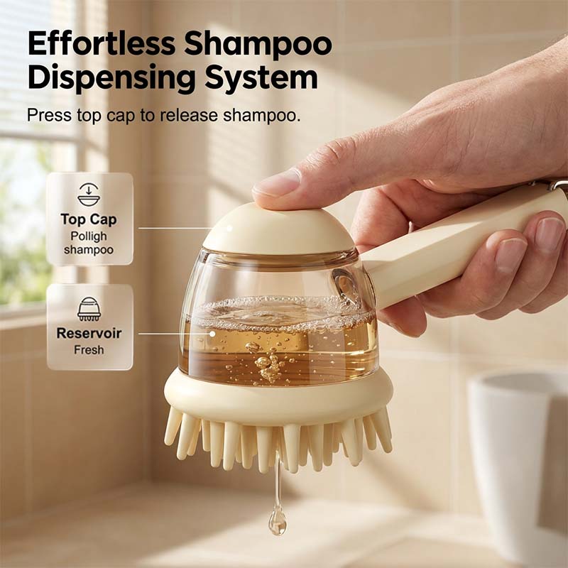 🐶💧 Pet Shampoo Dispensing Brush🚿 – Soft Silicone Scrub for Easier Bath Time
