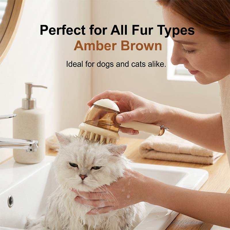 🐶💧 Pet Shampoo Dispensing Brush🚿 – Soft Silicone Scrub for Easier Bath Time