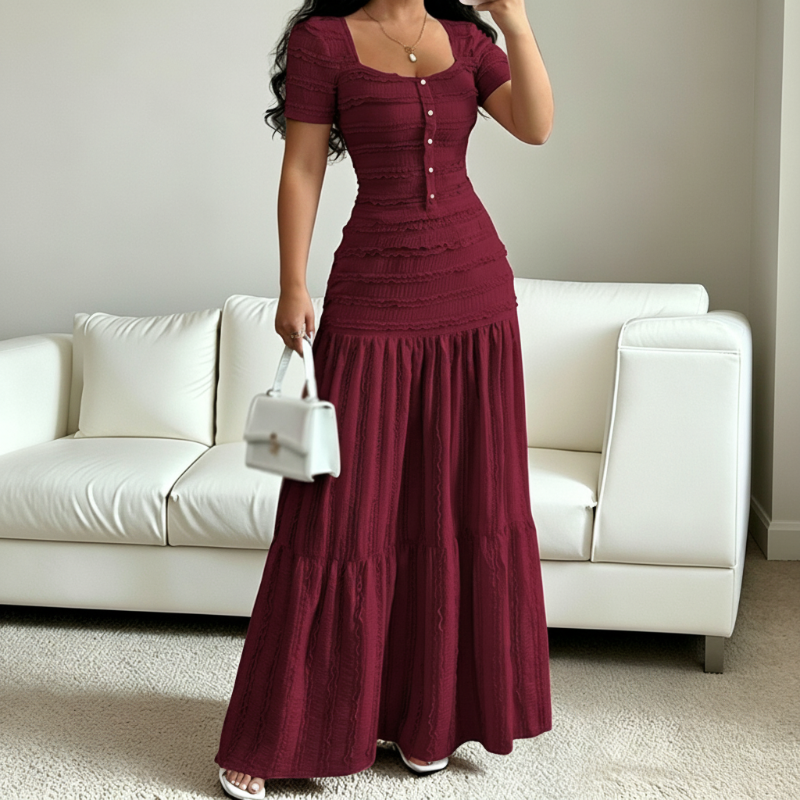👗LIMITED-TIME 50% OFF! ✨Women's Square Neck Bodice & Maxi Skirt Set🌼