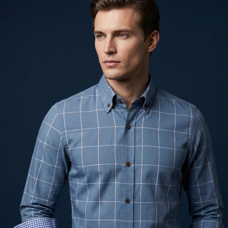 🎁2026 New Arrivals 50% OFF💥Men's Modern Fit Windowpane Shirt – Tailored cut, breathable cotton & classic check – perfect for office, smart casual or summer events ✨