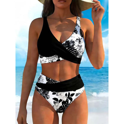 👙 50% OFF NOW ! 💐 Women's Floral Print High Waist Bikini Set – Elegant floral pattern, flattering high waist design, soft fabric, perfect for beach & pool days ☀️
