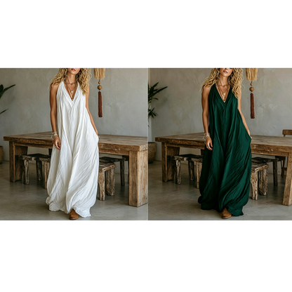 Casual mouwloze maxi-jurk met V-hals voor dames