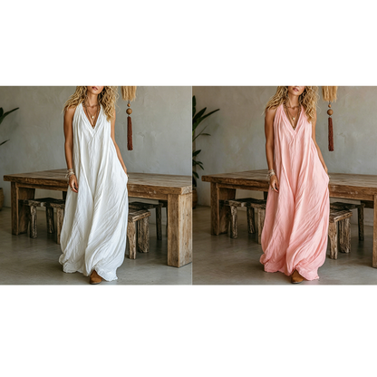 Casual mouwloze maxi-jurk met V-hals voor dames