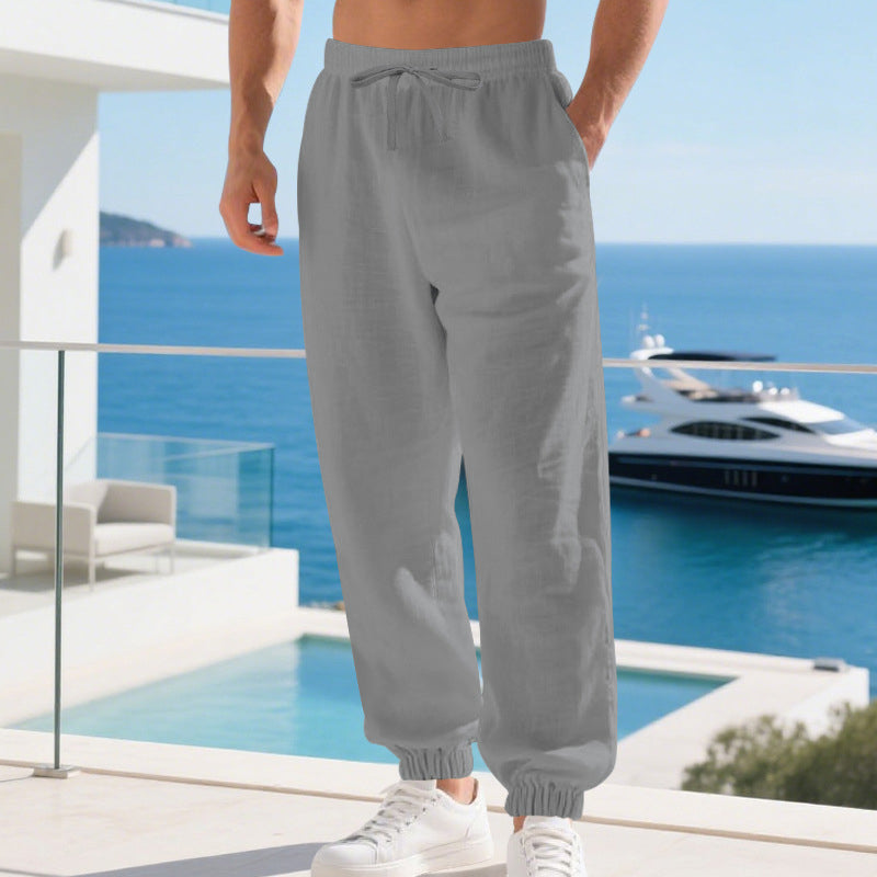 👖 🌾 Men's linen-blend leisure trousers with drawstring – Comfortable, lightweight & perfect for summer and everyday wear ✨