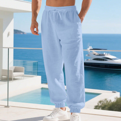 👖 🌾 Men's linen-blend leisure trousers with drawstring – Comfortable, lightweight & perfect for summer and everyday wear ✨