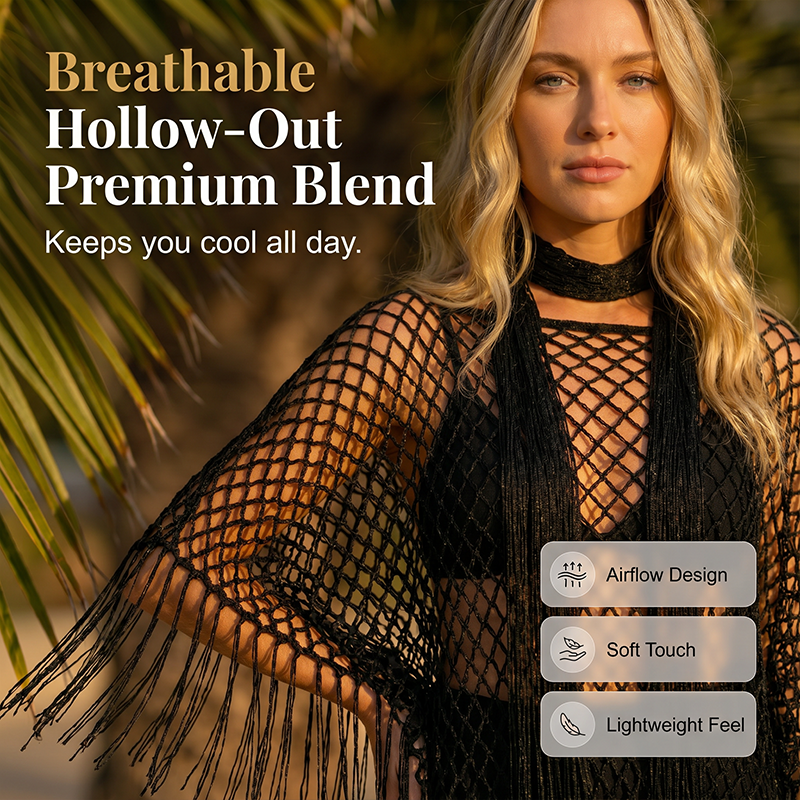 🏆 Last Day Special Price 💲12.99! 💐Summer Metallic Crochet Cover-Up – Lightweight, Flowy & Effortlessly Stylish summer outfit