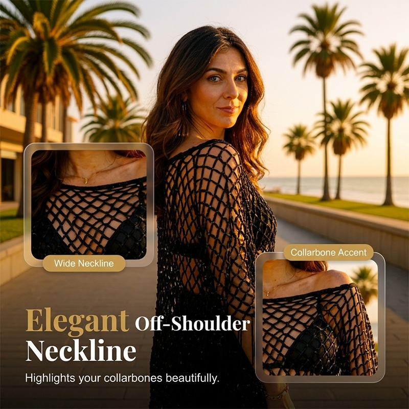 🏆 Last Day Special Price 💲12.99! 💐Summer Metallic Crochet Cover-Up – Lightweight, Flowy & Effortlessly Stylish summer outfit