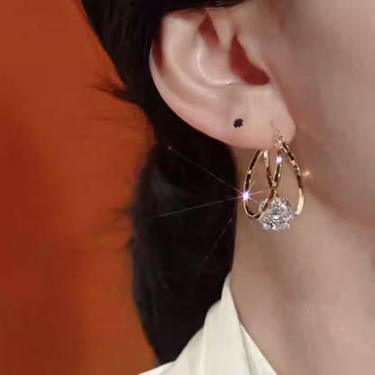 🔥Buy 1 Get 1 Free🔥 Double Hoop Sparkling Zirconia Ball Earrings