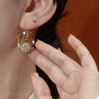 🔥Buy 1 Get 1 Free🔥 Double Hoop Sparkling Zirconia Ball Earrings