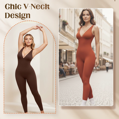 🥳 2026 HOT SALE 🥳💞 50K+ VERKOCHT! 🌸🦋 50% KORTING High-Stretch V-hals Jumpsuit – Comfort de hele dag voor fitness en meer. Ademend, flexibel en moeiteloos chic. Jouw go-to voor beweging. 🧘‍♀️💫