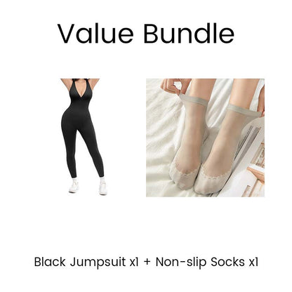 🥳 2026 HOT SALE 🥳💞 50K+ VERKOCHT! 🌸🦋 50% KORTING High-Stretch V-hals Jumpsuit – Comfort de hele dag voor fitness en meer. Ademend, flexibel en moeiteloos chic. Jouw go-to voor beweging. 🧘‍♀️💫