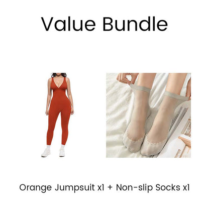 🥳 2026 HOT SALE 🥳💞 50K+ VERKOCHT! 🌸🦋 50% KORTING High-Stretch V-hals Jumpsuit – Comfort de hele dag voor fitness en meer. Ademend, flexibel en moeiteloos chic. Jouw go-to voor beweging. 🧘‍♀️💫