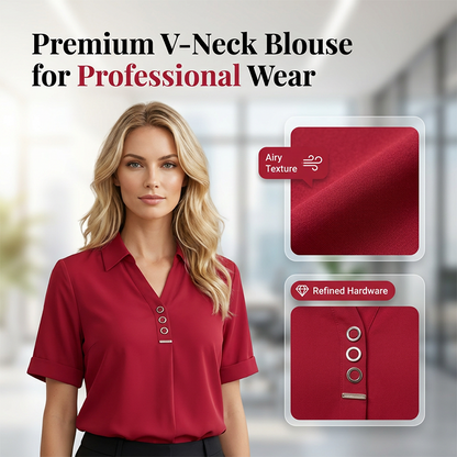 Damesblouse met korte mouwen in effen kleur