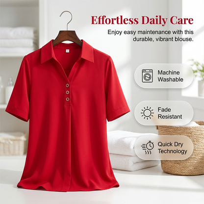 Damesblouse met korte mouwen in effen kleur
